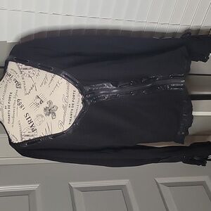 Black Lacy Corset Detail Zip Up  Cardigan